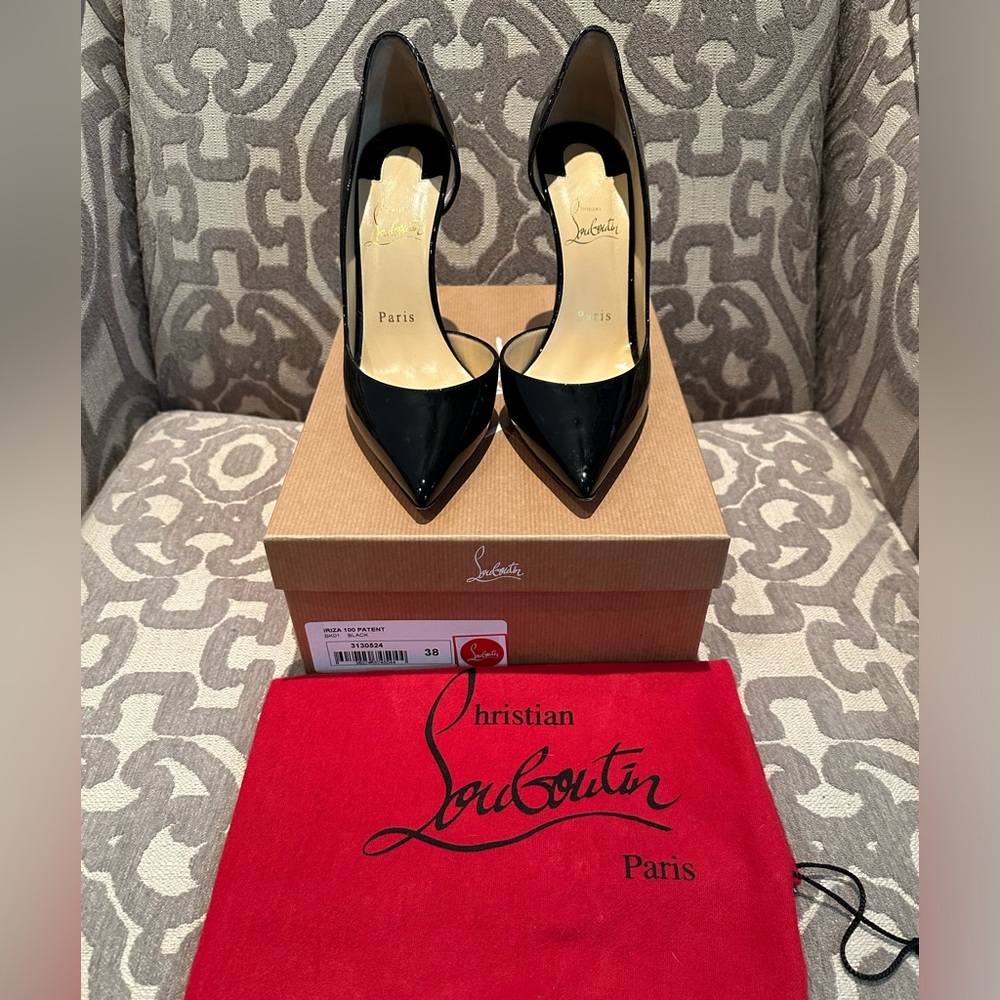 Christian Louboutin Iriza 100 Black Patent Leather Size 38/8 US Women’s